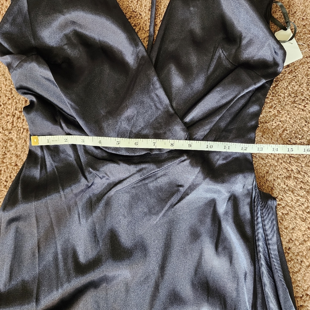 Dessy Collection Cap Sleeve Blouson Faux Wrap In Midnight Navy Style 305… - Picture 10 of 12